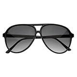 Zoom Classic Sunglasses Plastic Aviator Tear Drop Shape with Double Brow, Black Frames/Smoke Lenses, Large