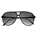 Zoom Classic Sunglasses Plastic Aviator Tear Drop Shape with Double Brow, Black Frames/Smoke Lenses, Large
