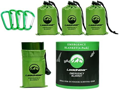 Emergency Blankets - 4 Pack Extra-Large Mylar Space Blankets, Outdoor Waterproof Ultralight Thermal Foil Space Blankets for Hiking, Camping, Running, Car Use