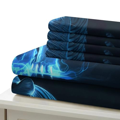 Housse de couette bleue 3D microfibres parure de lit double design moderne