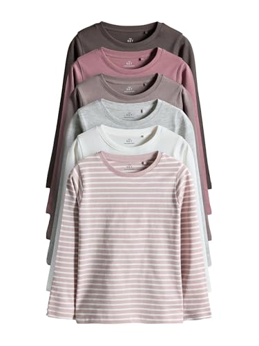 THE SET - THE SET Fille T-Shirt Regular à Manches Courtes, Lot de 6 Brown/Cream/Pink/Grey Marl 10 Ans