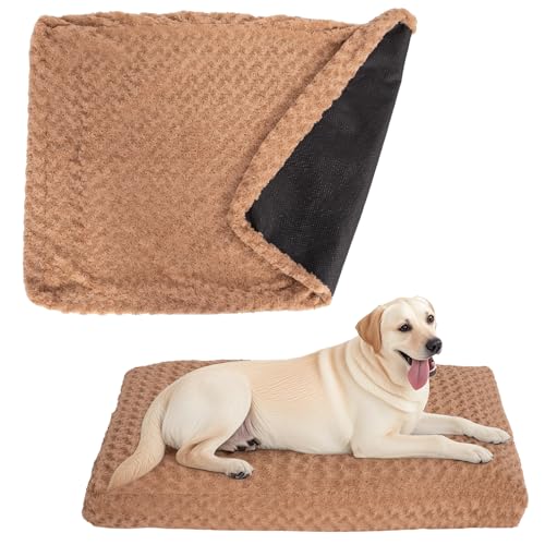 Image of Faux Fur Dog Bed Covers - Ultra Soft Rose Velvet, Removable & Washable, Cozy & Durable,Large Pet Bed Cover Only (No Filling) - Gray, (Rose Velvet Brown, 42 inch L x 28 inch W x 4.5 inch Th)