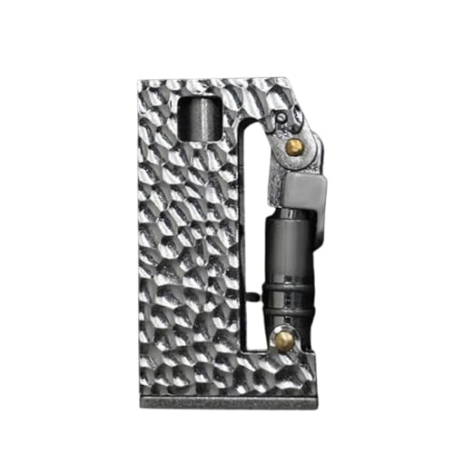 Image of Smoke King Silver Hammered Armor Lighter Triple Side Switchable Flame Unique Antique Style Refillable Lighter