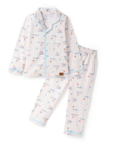 Image of Girls Premium Cotton Full Sleeves Printed Nightsuit Set | Collar Style Night Dress for Girls | Soft & Breathable Pajama Set | Trendy Kids Sleepwear & Nightwear