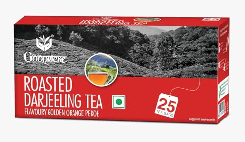 Image of Goodricke Roasted Darjeeling Tea Bags 25 Bags Pack of 1 | Original Long Leaf Chai | Flavoury Golden Orange Pekoe | Premium Black Tea | Rich Taste Flavor | Single Estate