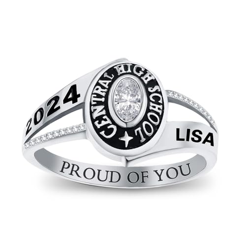 DIYA Personalized Graduation Gift Rings for Women 925 Sterling Silver/10K