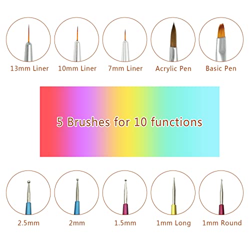 Nagel Pinsel für Nail Art Nailart Dotting Tool Set 5 Stücke, Doppelkopf Dünn Nägel Pinselset Profi Nageldesign Stift… – Bild 5