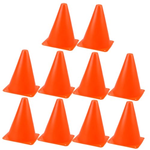 VICASKY Practice Cones for Soccer Sports Drills 10 Pack Small Orange Flat Cones Training Marker for Roller Skating Basketball