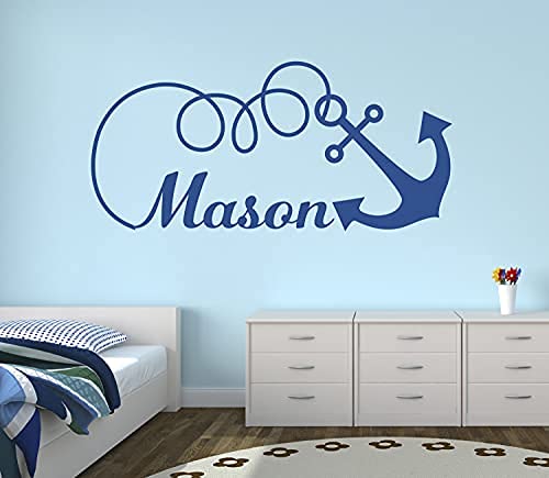 Vinilo Decorativo Personalizado Ancla Azul 22x10 Pulg