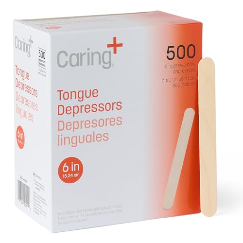 Image of Caring Wood Tongue Depressors, Standard 6 Inch Length, Non-Sterile, High-Quality Wood, Unflavored, Splinter-Free, Versatile for Medical, Beauty, Arts, Crafts, and More - 5000 Count