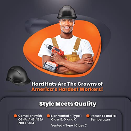 Cap Style Construction Osha Hard Hat, Black, Half Brim Approved Hardhat, 6 Point Ratchet Suspension, Cascos De Construccion, Hard Hats Cap Style, By Acerpal #TOP2