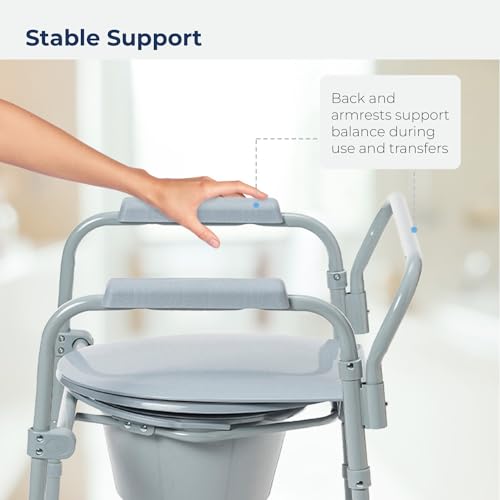 Drive Medical RTL11158KDR Folding Steel Bedside Commode Chair thumb #3