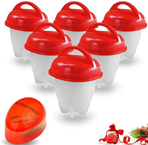Egg Cooker - hard boiled egg maker without the Shell, Eggies AS SEEN ON TV ready for snack,6 Pack hard boiled egg maker with EGG TIMER.