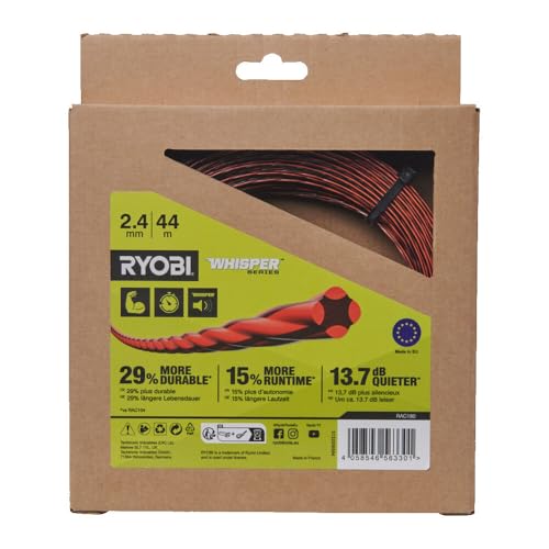 Hilo de corte trenzado RYOBI Whisper 2,4 mm para desbrozadoras RYOBI 5