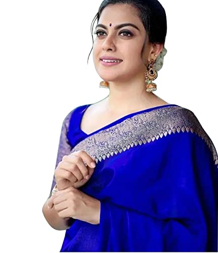 Image of Avantika Fashion Woven Kanjivaram Soft Lichi Silk Embellished Banarasi Saree With Blouse Piece For Women