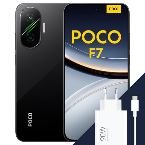 POCO F7 Smartphone, 12+512GB, Nero, Snapdragon® 8s Gen 4 Flagship, Batteria 6500mAh, Fotocamera Sony da 50MP con OIS, Display AMOLED 6.83' 1.5K 120Hz (Adattatore incluso a seconda della confezione)