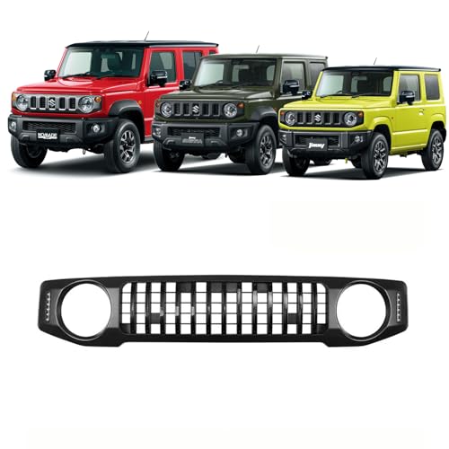 VKINGER ジムニーノマド JC74 5ドア ジムニーシエラ JB74 ジムニー JB64 パーツ フロントグリル LED デイライト&ウインカー グリルガーニッシュ ピアノブラック ラジエーターグリル 簡単装着 穴あけ不要 外装 カスタム パーツ ド