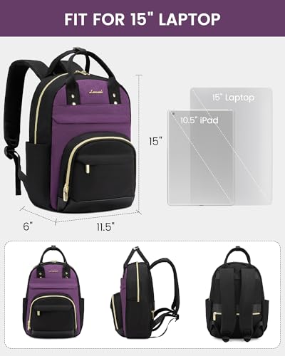 Image of LOVEVOOK Mini Backpack Purse for Women, Small Backpack Bag, Stylish Light Weight Daily Travel Backpack, Black-Purple, 15 Inch