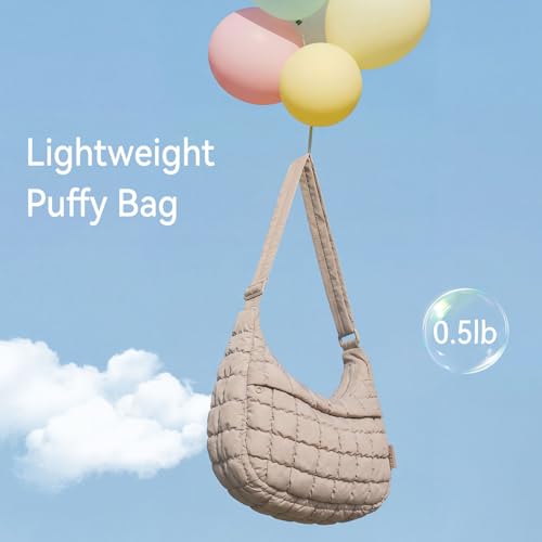 Image of Puffer Crossbody Hobo Bag for Women Nylon Quilted Purse Lightweight Shoulder Handbag with Adjustable Strap