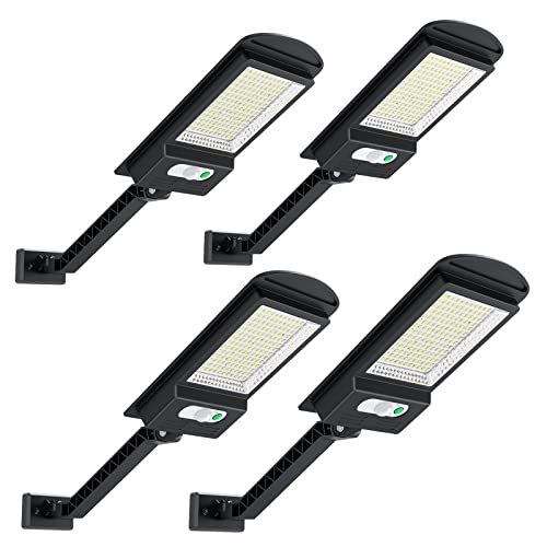 ICOFRU Solar Lights Outdoor Waterproof with Motion Sensor,1000LM 168 LED Solar Powered Security Flood Light for Outside,Garden,Yard,Shed,Gutter,4Pack