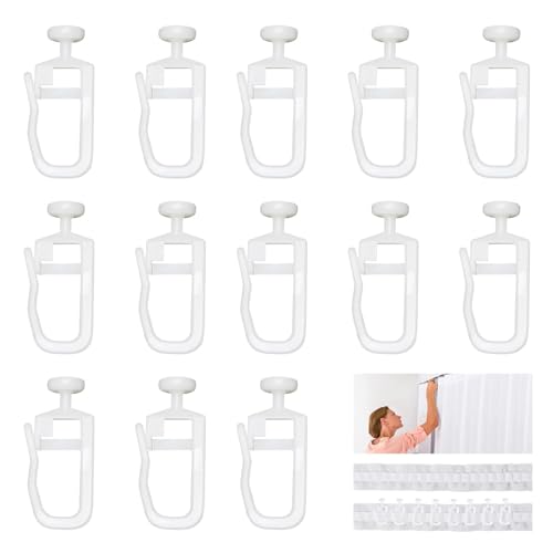 NIYATA 100PCS Curtain Hooks,7 mm Plastic Track Glider Hooks for Sliding Curtain Rails,White Gliders for Window,Door,Durable and Easy to Install