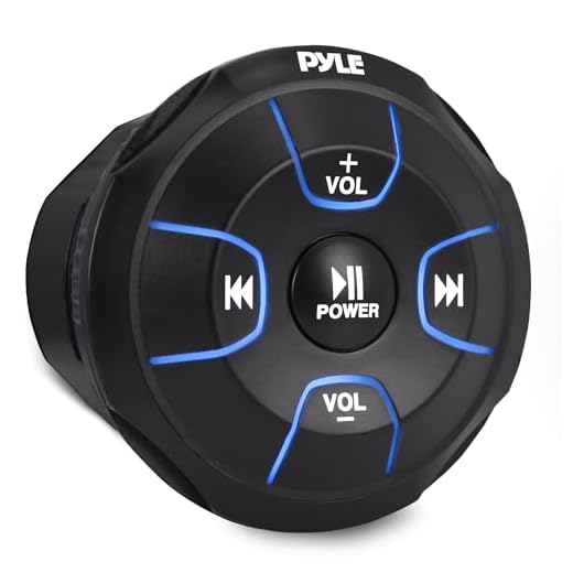 Amplified Wireless Bluetooth Audio Controller - 300 Watt Bluetooth Media Button, Waterproof Marine Receiver Remote Control W/Aux, Mount for Car Truck Boat Marine Powersport Vehicles - Pyle PLMRBT18
