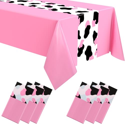 Oudain 6 Pcs 54 X 108 Inch Cow Table Cloths For Party Cow Tablecloth Paisley Table Runner Table Cover Rectangular Birthday Party