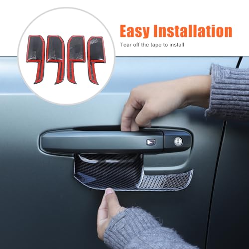 Suetlcoity Car Door Bowl Scratch Protector for Hummer EV Accessories Exterior Door Handle Bowl Cover Protection Trim for Hummer EV SUV Truck 2022-2024 2025 4 Doors, ABS Plastic (Carbon Fiber Style) by Suetlcoity - Image 7