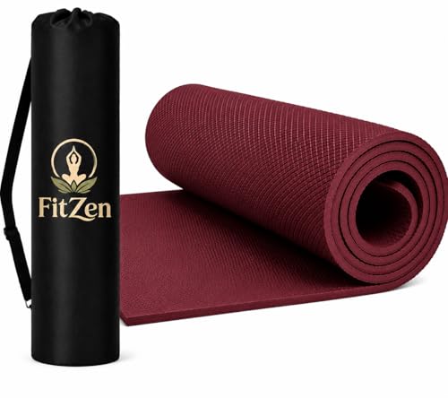 Image of Yoga Mat for Women and Men 6mm with Carry Strap EVA Material Extra Thick Exercise Mat for Workout Yoga Fitness Pilates and Meditation, Anti Tear Anti Slip For Home & Gym Use (Maroon, 6mm)