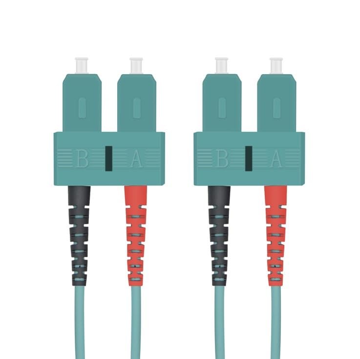 Helos Câble patch à fibre optique duplex SC/SC 50/125 μm OM3 Aqua 0,5 m
