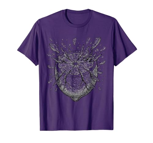 Giant Lemon Meteor Crater Graphic Tee T-Shirt, Men, Purple, Large