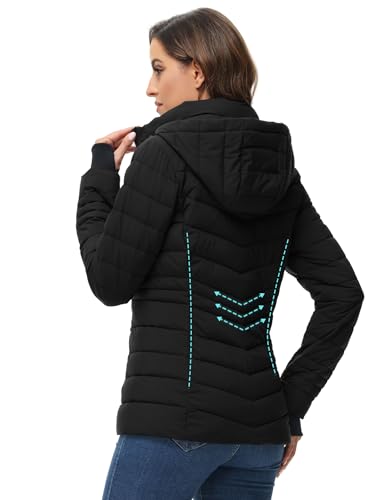 ROYAL MATRIX Women's Packable Puffer Jacket, Lightweight Puffer Jacket Winter Warm Quilted Puffer Jacket with Detachable Hood3