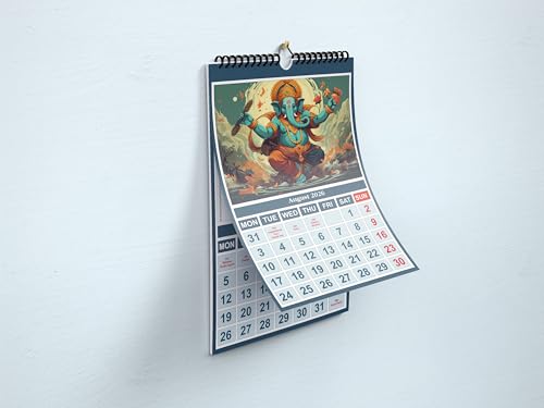 Image of AccuPrints Religious Hindu Wall Hanging Calendar 2026 - Size (14 x 20) inch For Office Home (35.5 x 50) cm- (Hindu wall calendar)