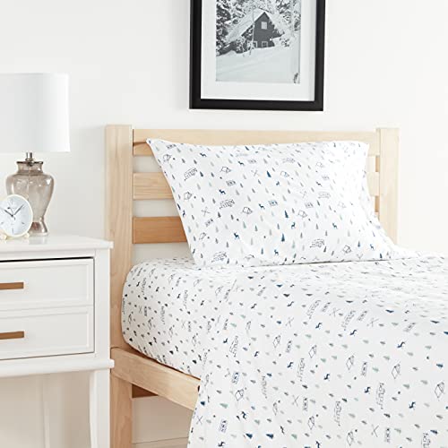 Image of Eddie Bauer - Twin Sheet Set, Cotton Percale Bed Sheets, Crisp & Cool Bed Sheets, Ideal Dorm Essentials (Campout Dark Blue, Twin)