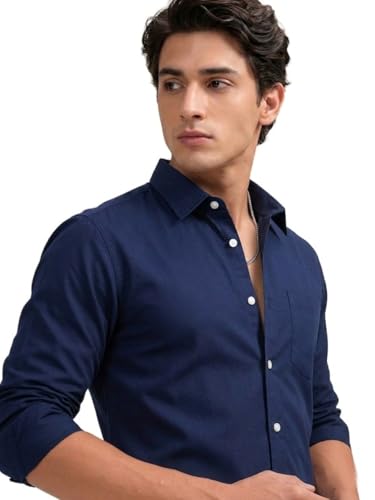 Image of Cozytton Men's Pure Cotton Solid Stylish Casual & Formal Wear Shirt | Stylish Regular Fit Full Sleeve Comfortable Office Party Trendy Shirt - Multi Color