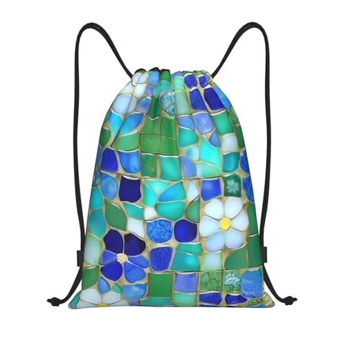 WYCZHY Mochila con cordón con patrón turquesa, bolsas con cordón para viajes, gimnasio, fiesta, Negro, S