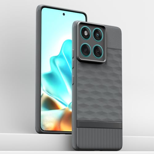 Image of Pikkme Back Cover for Motorola Moto Edge 60 5G / Motorola Moto Edge 60 Fusion 5G Camera Protection 3D Hexa Cube Design Silicone Protective Bumper Case (Grey)