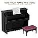 TOYANDONA Piano Keyboard Dollhouse Piano Model Miniature Upright Stool Musical Educational Toy for Kids Micro Landscape Fairy Garden Black