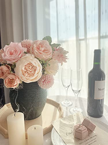 Roses Artificial Flowers Pink Silk Peonies Bulk For Diy Wedding Bouquet Bridal Shower Decorations Fake Floral Arrangements Faux Flower Centerpieces For Table Home Decor Indoor Peach Blush Box 20Pcs #TOP2