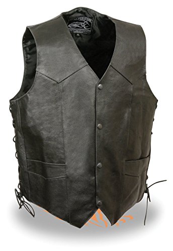 EVENT Men's Motorcycle Side Lace Blk Leather Vest W/Live To Ride Embossed On Back (US, Alpha, 5X-Large, Regular, Regular, Black)