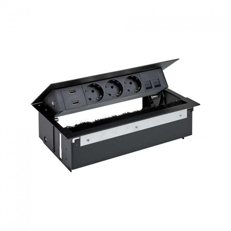Bloc multiprise encastrable Simon 400 avec brosse et chargeur double USB