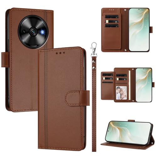 �X�}�z�P�[�X �Ή��@�� for Oukitel C59 / C59 Pro �X�}�z�P�[�X�y�E�H���b�g�f�U�C�� �f���A���J�[�h�X���b�g �L���b�V�� �t���b�v���X�^���h �����h�~�zBrown