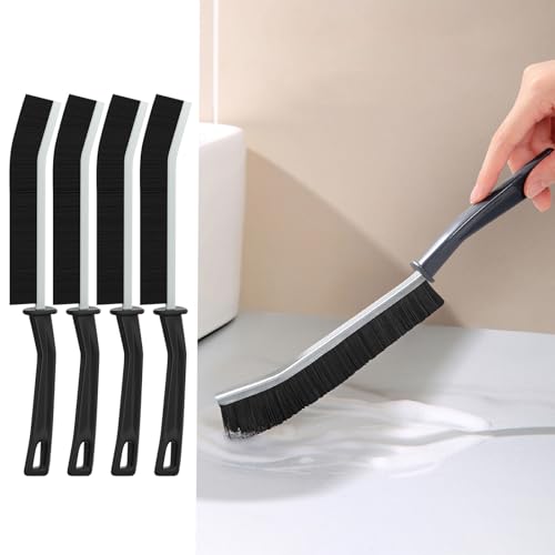 4 Cepillos De Limpieza De Grietas, Herramienta De Limpieza De Huecos Estrechos Para Ventanas, Puertas, Ranuras De Cocina, Baño, Esquinas, Uso De Limpieza, Color Negro