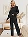 Blooming Jelly Damen Lang Schlafanzug Gerippte Pyjama Set Herbst Winter Hausanzug Zweiteiler Loungewear Schwarz M