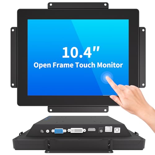Image of 10.4 Inch Open Frame Touch Monitor, PCAP 10-Point Touch Industrial Touchscreen Monitor, with HDMI /VGA /DVI Interface, Active Matrix TFT LCD,LED Backlight, with VESA Mount