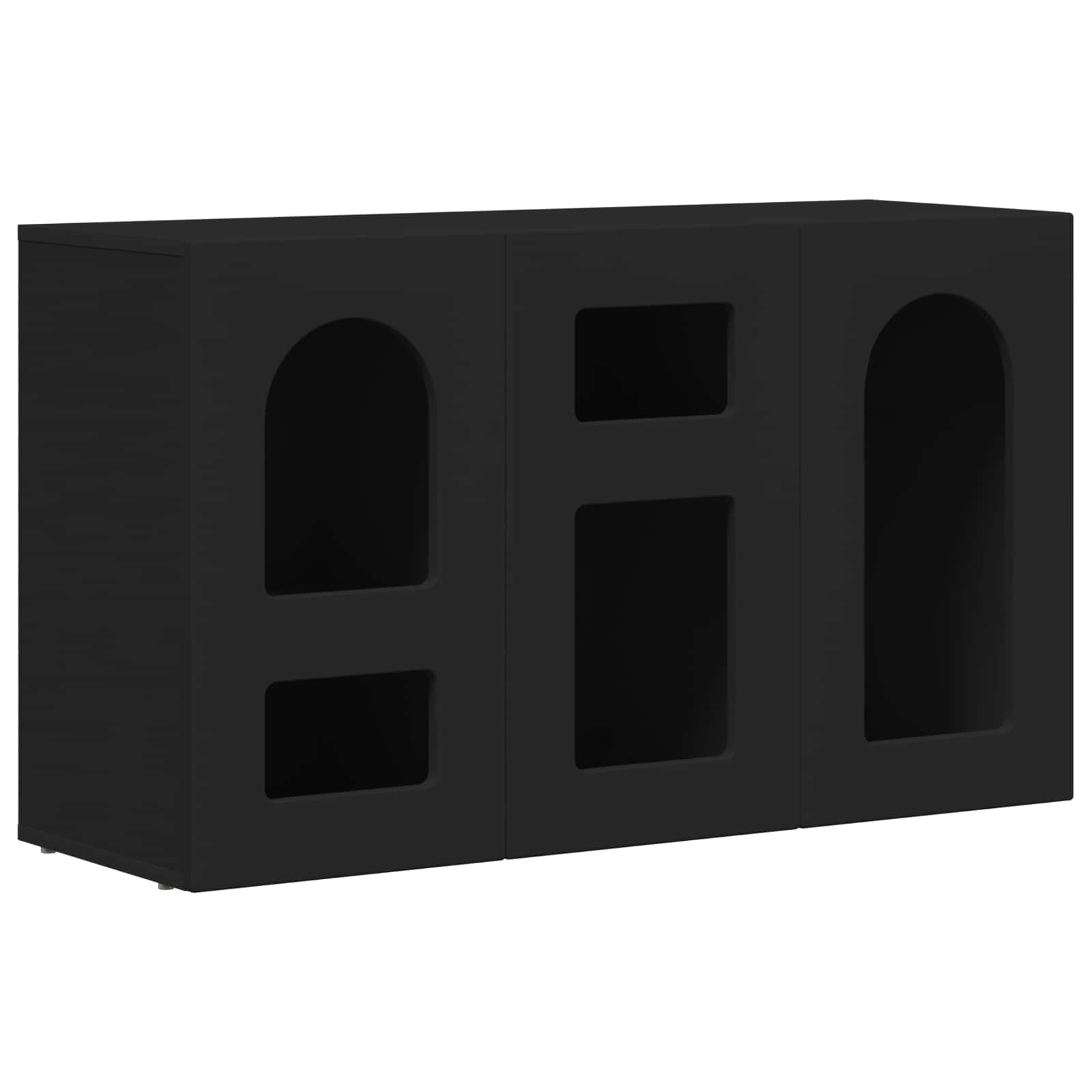 Aparador negro de 100cm para salón con estantes interiores