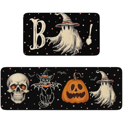 pahhjsa Halloween Kitchen Mat Decor Spooky Boo Halloween Kitchen Rugs...