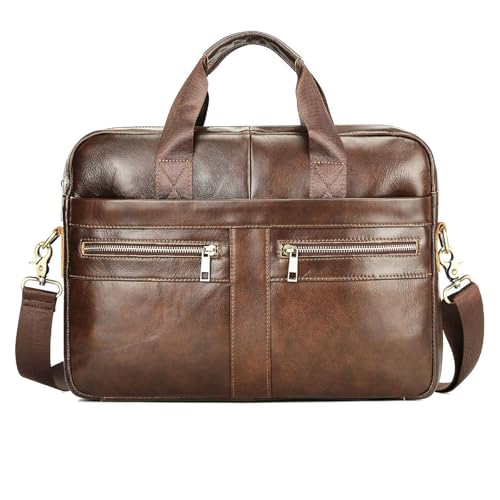 15.7 Inch Leather briefcases Laptop Messenger Bags for Men Best Office Shoulder Satchel Laptop Bag