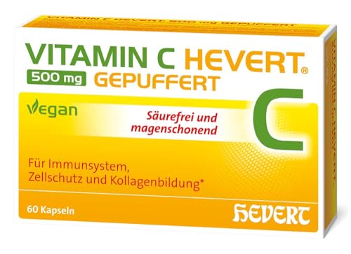 Vitamin C Hevert 500 mg gepuffert als magenfreundliches Multi-Talent für die Gesundheit, 60 St. Kapseln