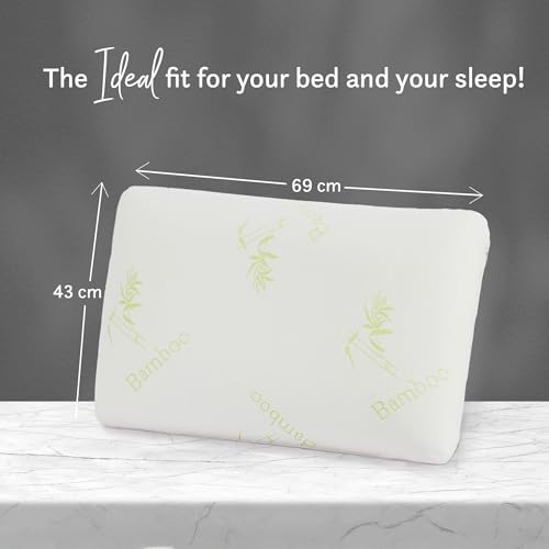 Image of MYTRIDENT Classic Bamboo Memory Foam 1 Pc Pillow|200 GSM Spun Knitted Bamboo Fabric